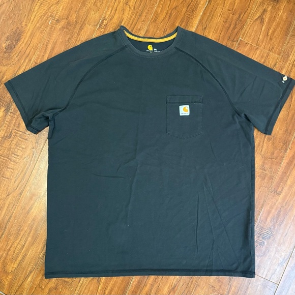 Set of (2) Carhartt Men’s XXL Gray & Black Yellow Logo Short Sleeve T-Shirts - Picture 6 of 9